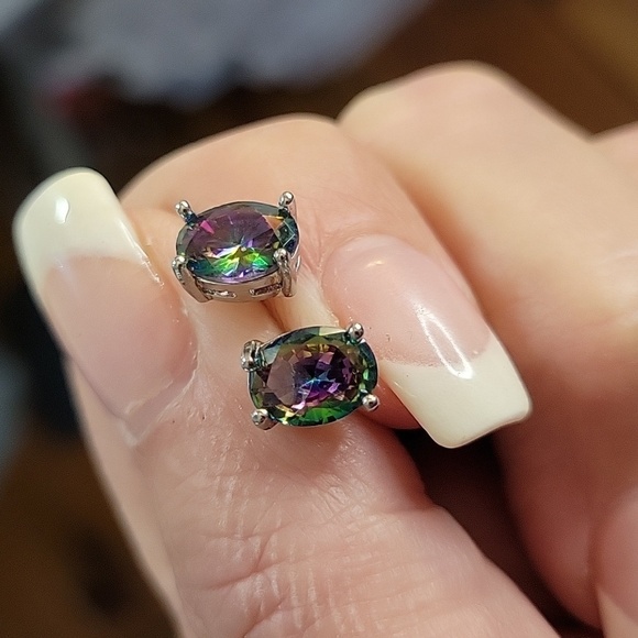 MYSTIC TOPAZ STUD EARRINGS - Picture 1 of 8
